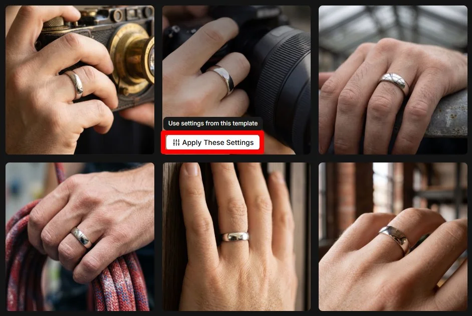 Copying the settings from a template