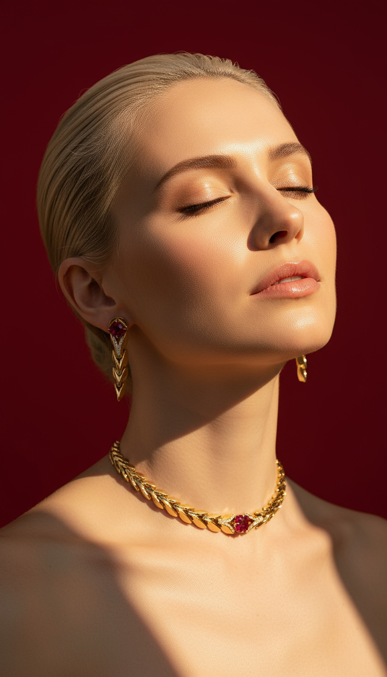 Model wearing elegant jewelry